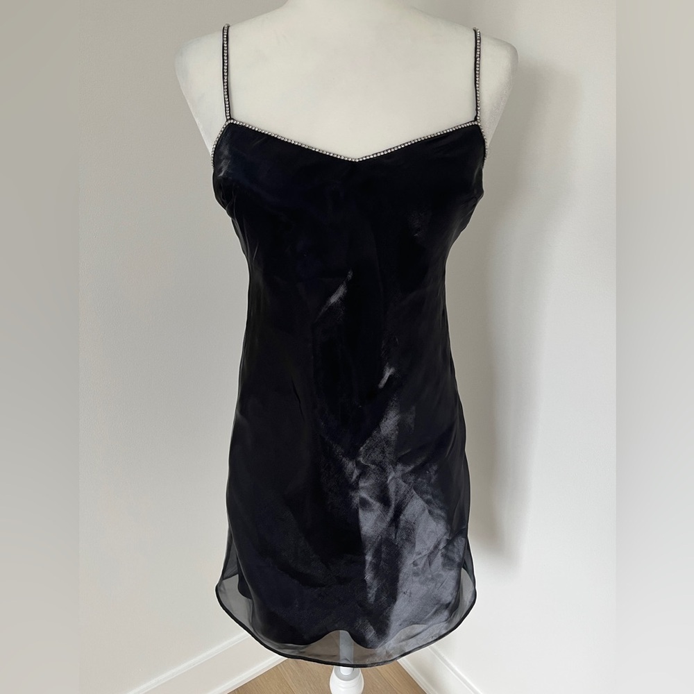 Abercrombie & Fitch Sz XS black cocktail dress witch rhinestones *N23